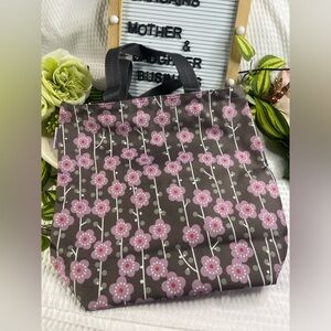 Mitsukoshi Floral Tote Bag Brown Pink Small Japan Handbag Reusable Shopper